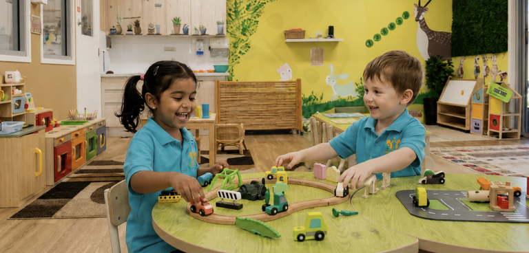Children developing confidence and independence through play-based learning at an Australian early learning centre